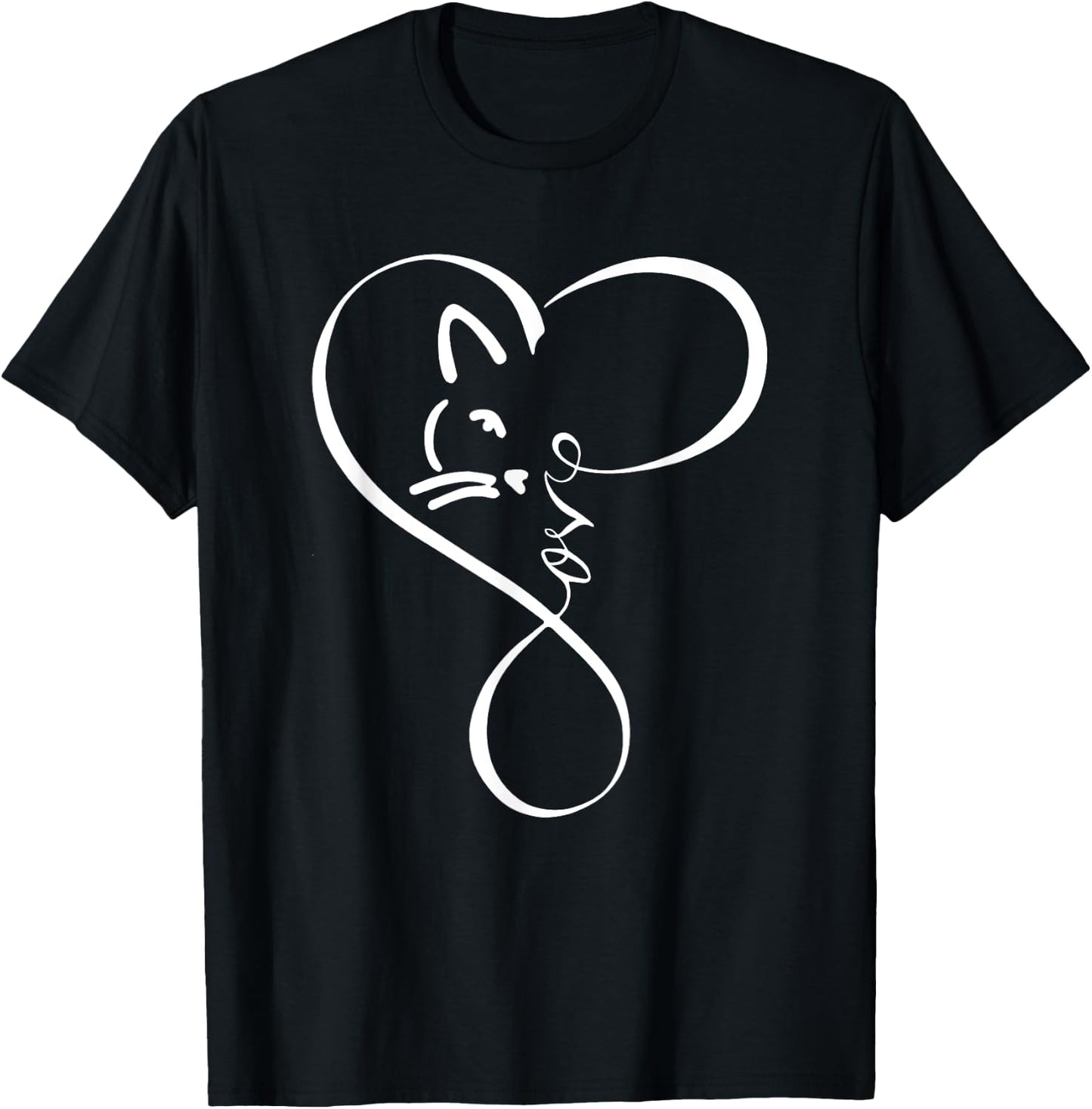 Cat Funny Cat For Kids Cute Heartbeat Cat Lover For Girls T-Shirt - T-Shirt | Black