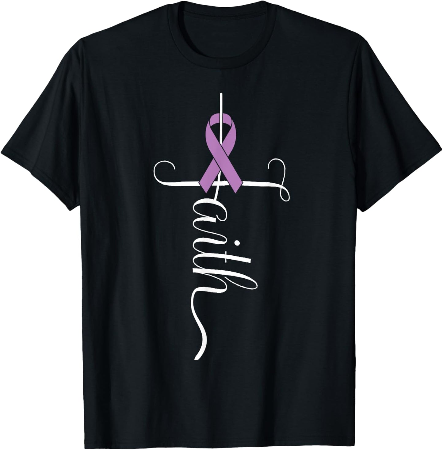 Lupus Awareness Purple Ribbon T-Shirt - T-Shirt | Black