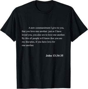 Bible Verse John 13:34-35 Christian Jesus Psalm Scripture T-Shirt - T-Shirt | Black