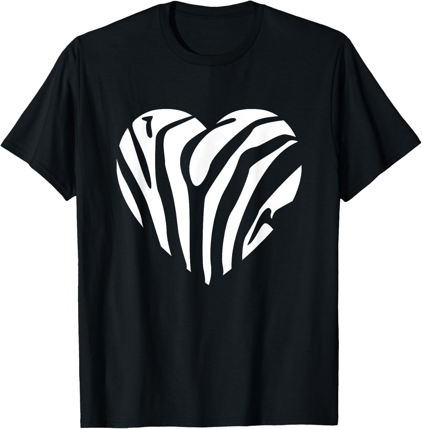 Zebra Heart Animal Lover Stripe Africa Gift Men Women Kids T-Shirt - T-Shirt | Black
