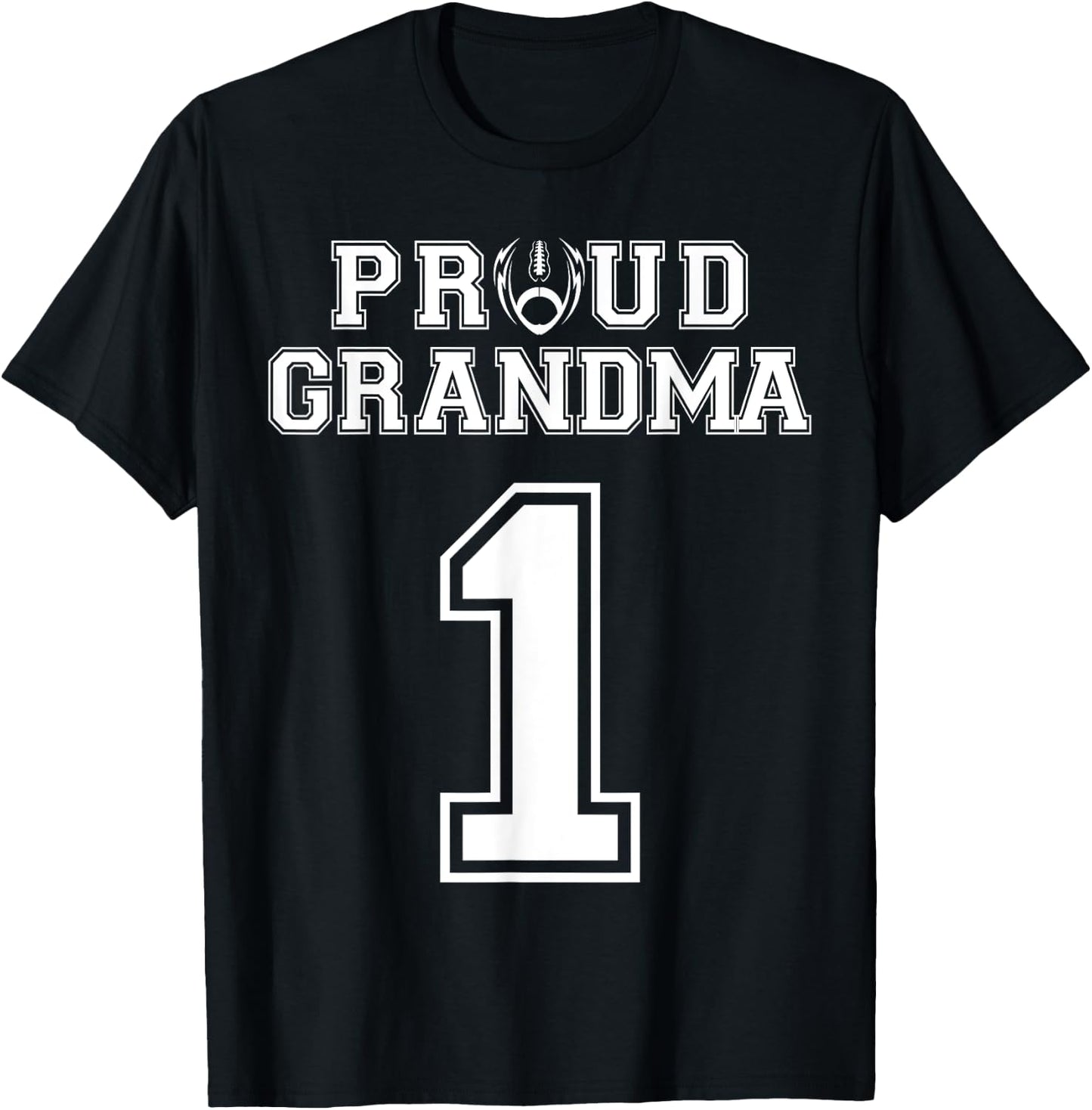 Custom Proud Football Grandma Number 1 Personalized Women T-Shirt - T-Shirt | Black