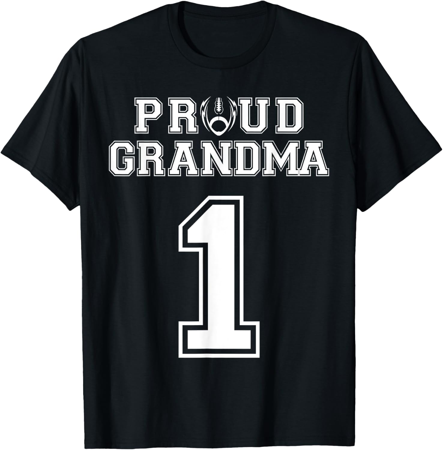 Custom Proud Football Grandma Number 1 Personalized Women T-Shirt - T-Shirt | Black