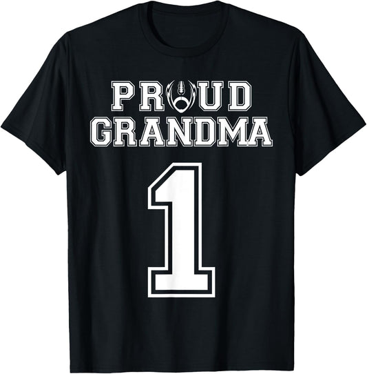 Custom Proud Football Grandma Number 1 Personalized Women T-Shirt - T-Shirt | Black