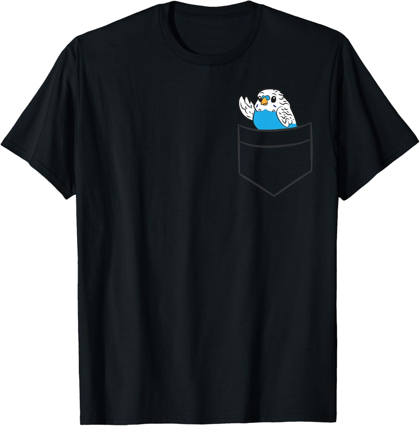 Budgie Bird Lover Cute Budgie In a Pocket T-Shirt - T-Shirt | Black