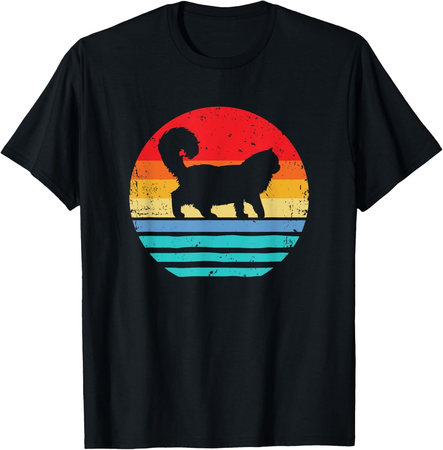 Ragdoll Cat Shirt Women Kids Men Sunset Retro Cat T-Shirt - T-Shirt | Black