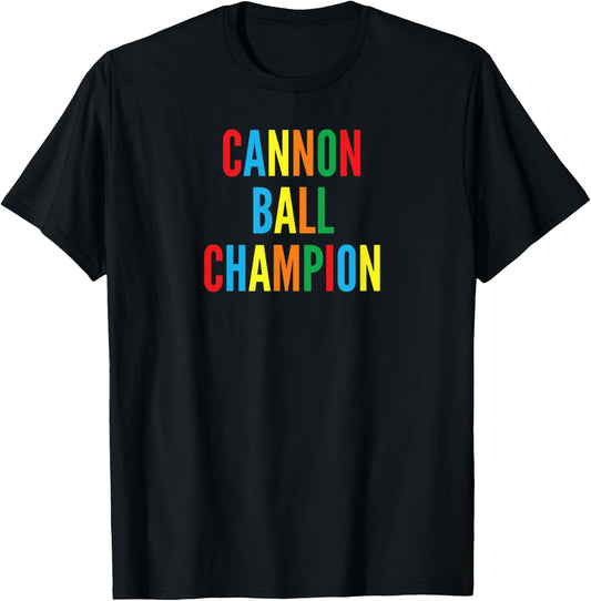 Cannon Ball Champion Rainbow Funny Swimming T Shirt T-Shirt - T-Shirt | Black