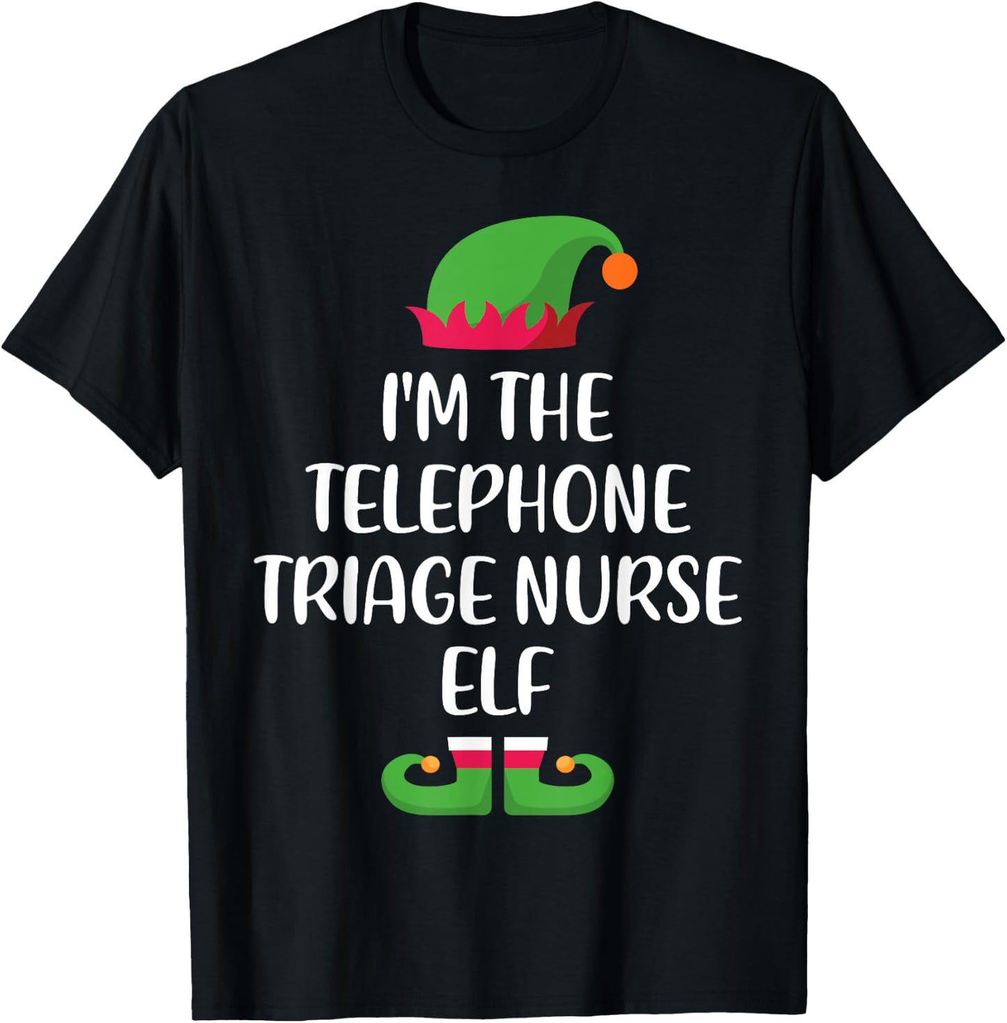 Telephone Triage Nurse Elf Family Matching Christmas Xmas T-Shirt - T-Shirt | Black