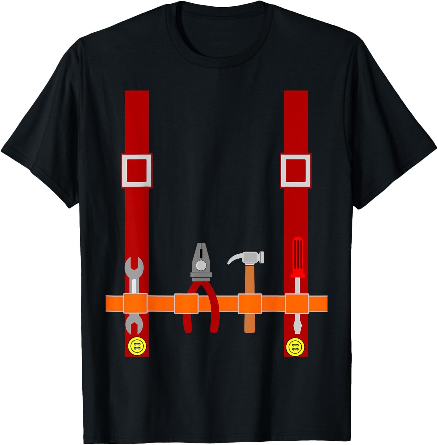 Men's Plumber Costume Halloween Fancy Dress Up T-Shirt - T-Shirt | Black