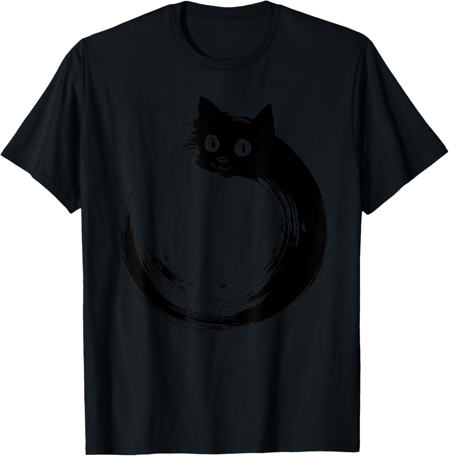 Dog Eat Doug -Adults Funny Cat Circle Meditation Japanese Zen T-Shirt - T-Shirt | Black