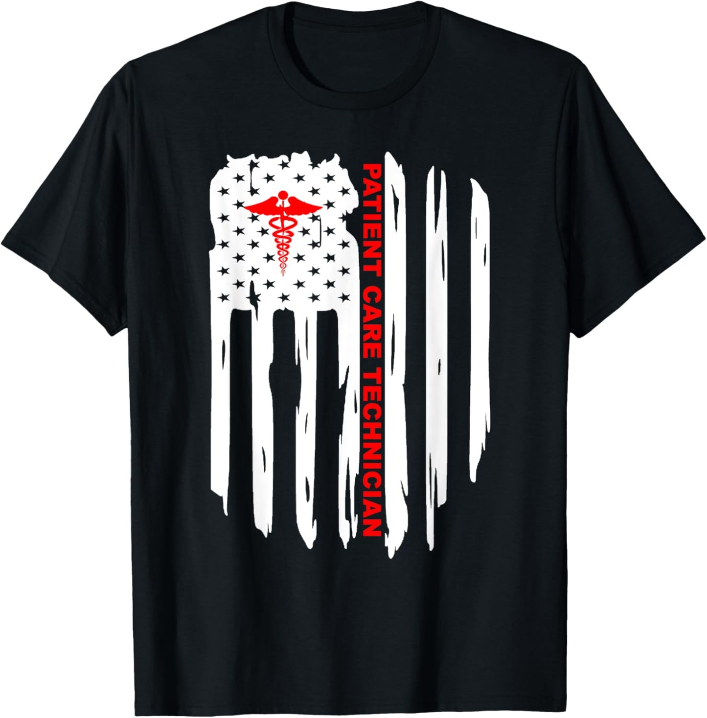 Patriotic American USA Flag Patient Care Technician PCT Gift T-Shirt - T-Shirt | Black