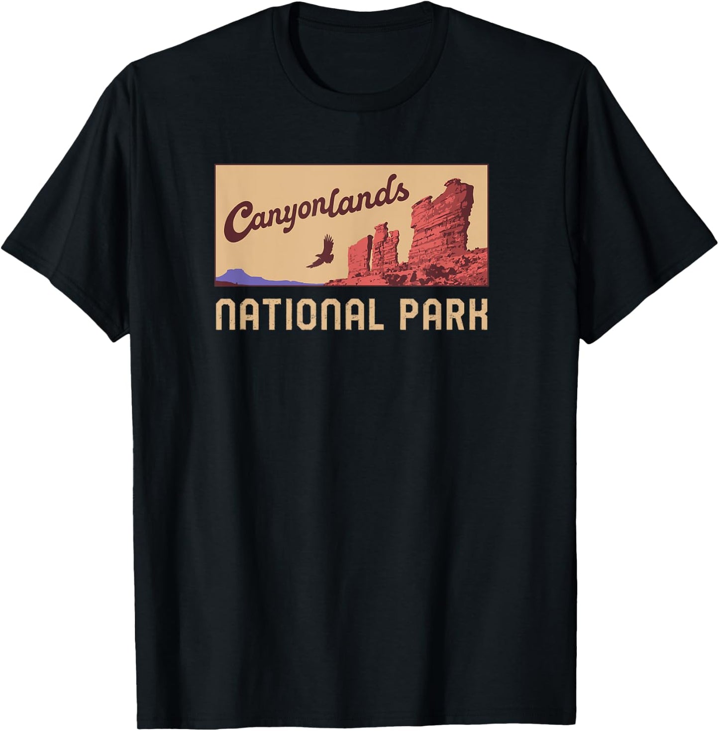 Canyonlands National Park Utah Minimalist Retro Graphic T-Shirt - T-Shirt | Black