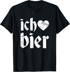 Funny Oktoberfest I Love Beer Ich Heart Bier German Drinking T-Shirt - T-Shirt | Black
