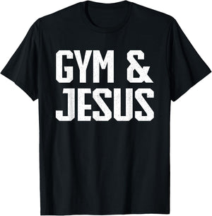 Gym and Jesus | Christian Workout Gym and Jesus T-Shirt - T-Shirt | Black