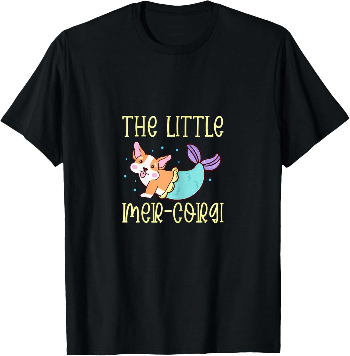 Corgi Mermaid The Little Sea Corgi Dog Lover Kawaii Kids T-Shirt - T-Shirt | Black