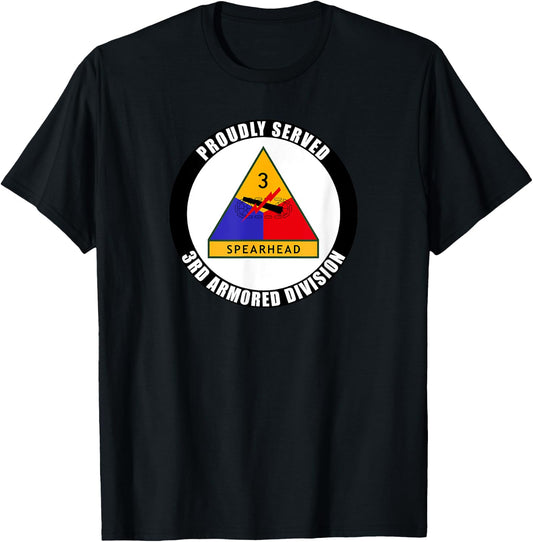 Proudly Served 3rd Armored Division Military Army Veteran T-Shirt - T-Shirt | Black