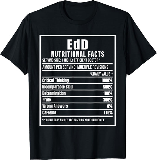 EdD Doctor of Education Nutrition Doctorate Graduation T-Shirt - T-Shirt | Black