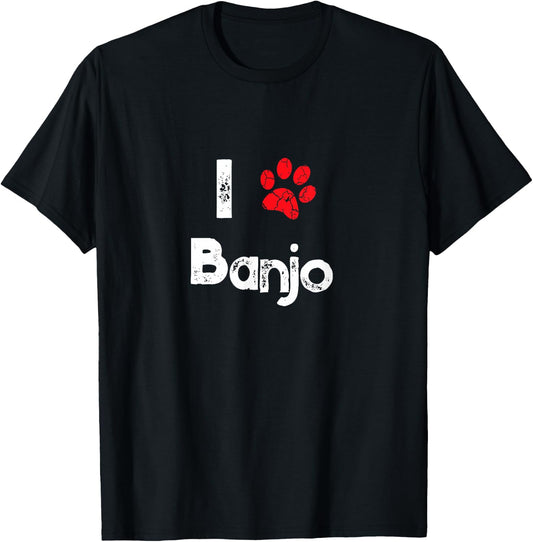Cute Dog Name Banjo - Pet Puppy Dog Paw Lover Quote Gift T-Shirt - T-Shirt | Black