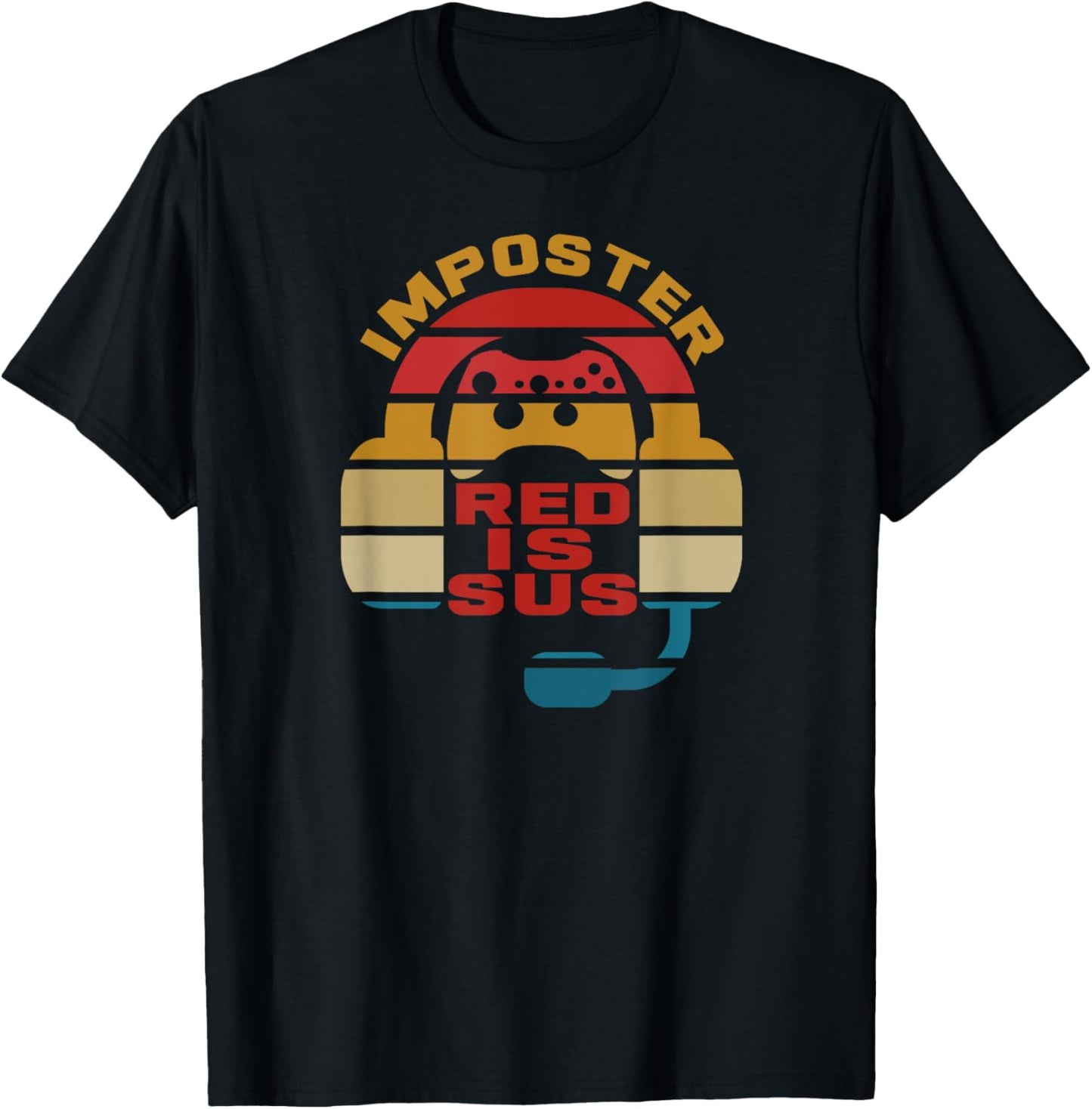 Imposter T Shirt Red Is Sus Gamer Gaming Retro T-Shirt - T-Shirt | Black
