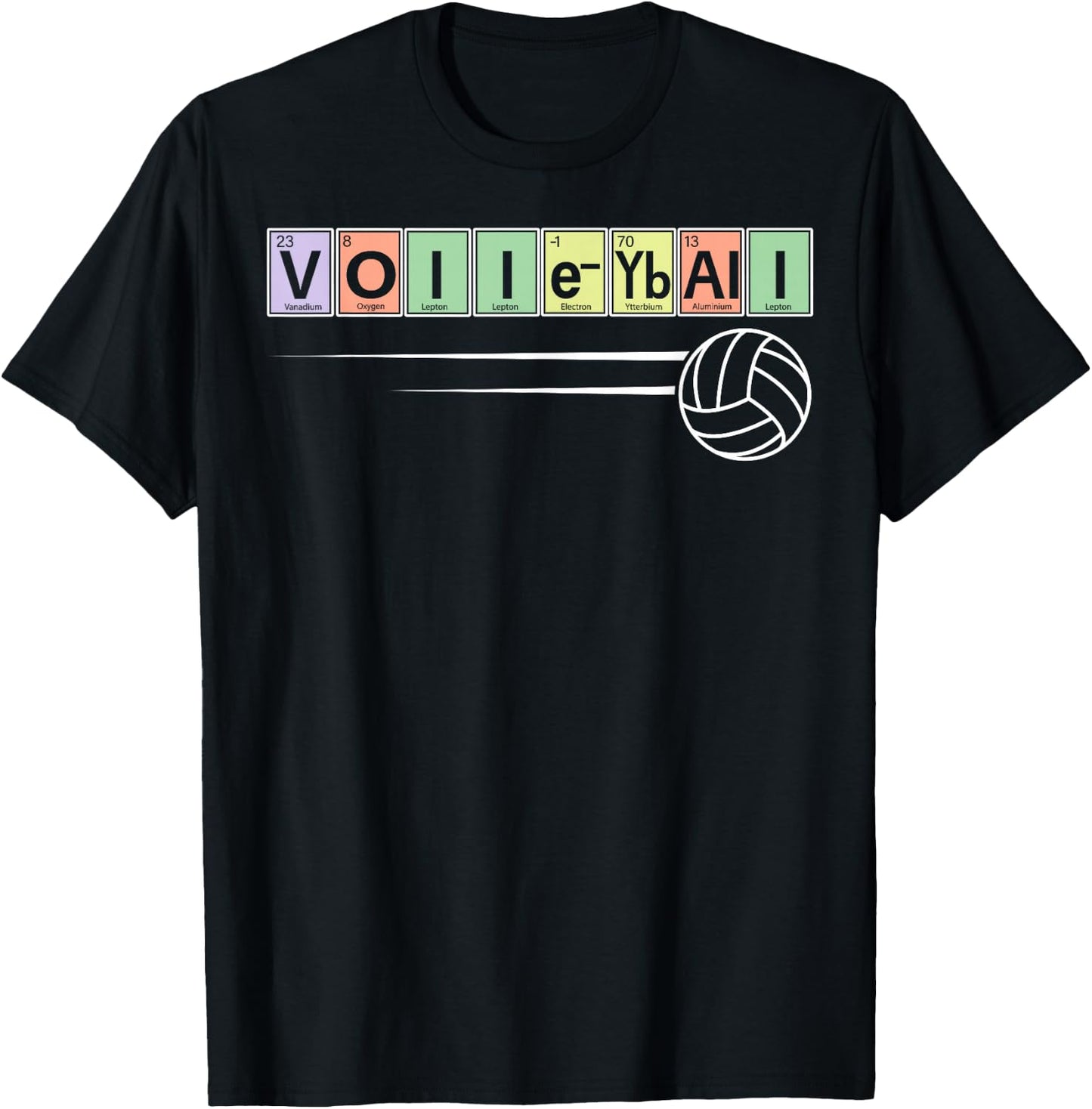 Periodic Table Of Elements - Volleyball Sport Chemistry T-Shirt - T-Shirt | Black