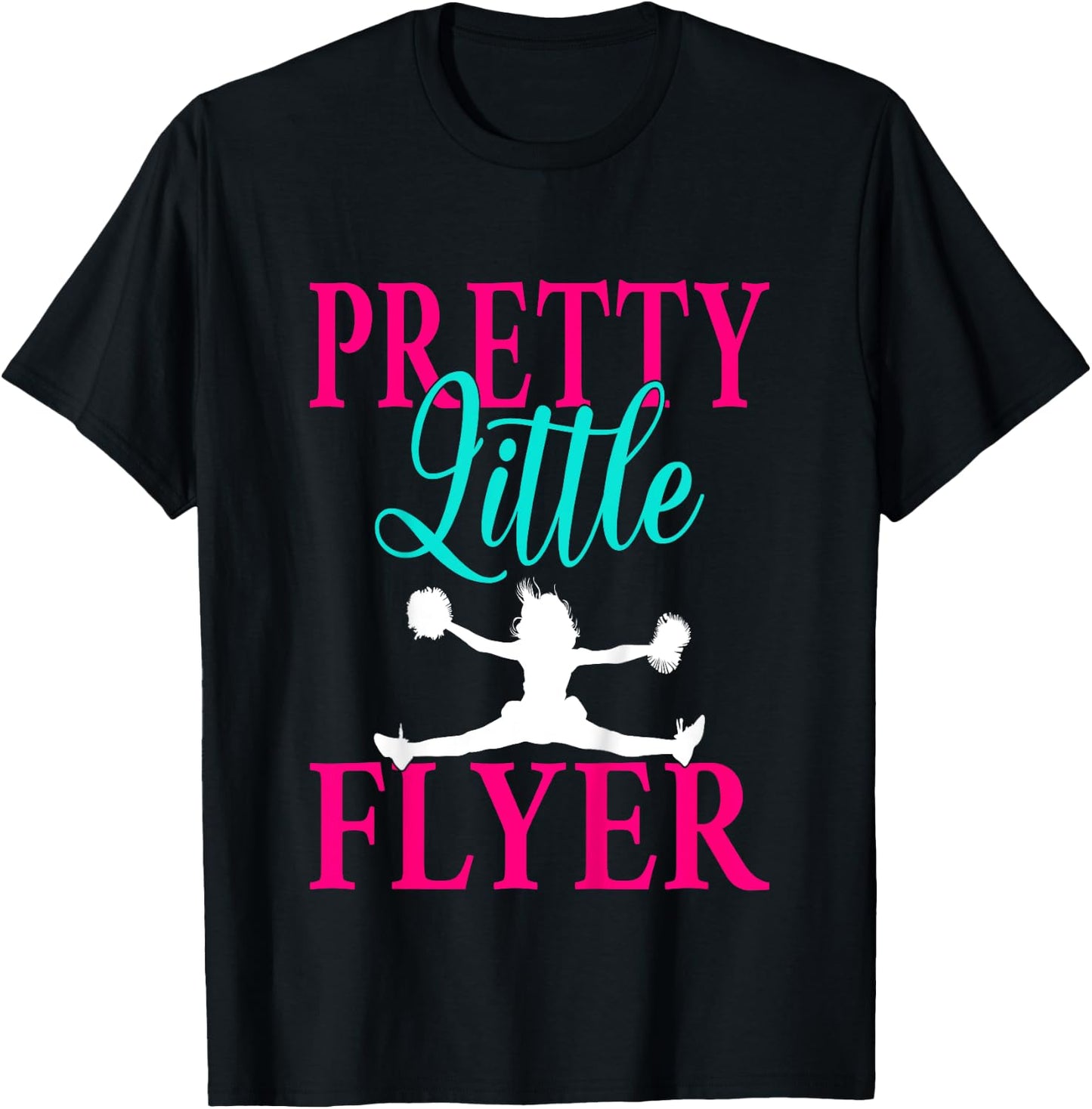 Kids Pretty Little Flyer Funny Cheerleading Cheerleader Girls T-Shirt - T-Shirt | Black