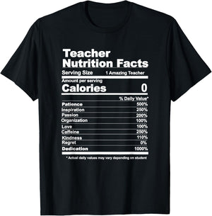Teacher Nutrition Facts Funny Teacher Nutrition Facts Men Women T-Shirt - T-Shirt | Black