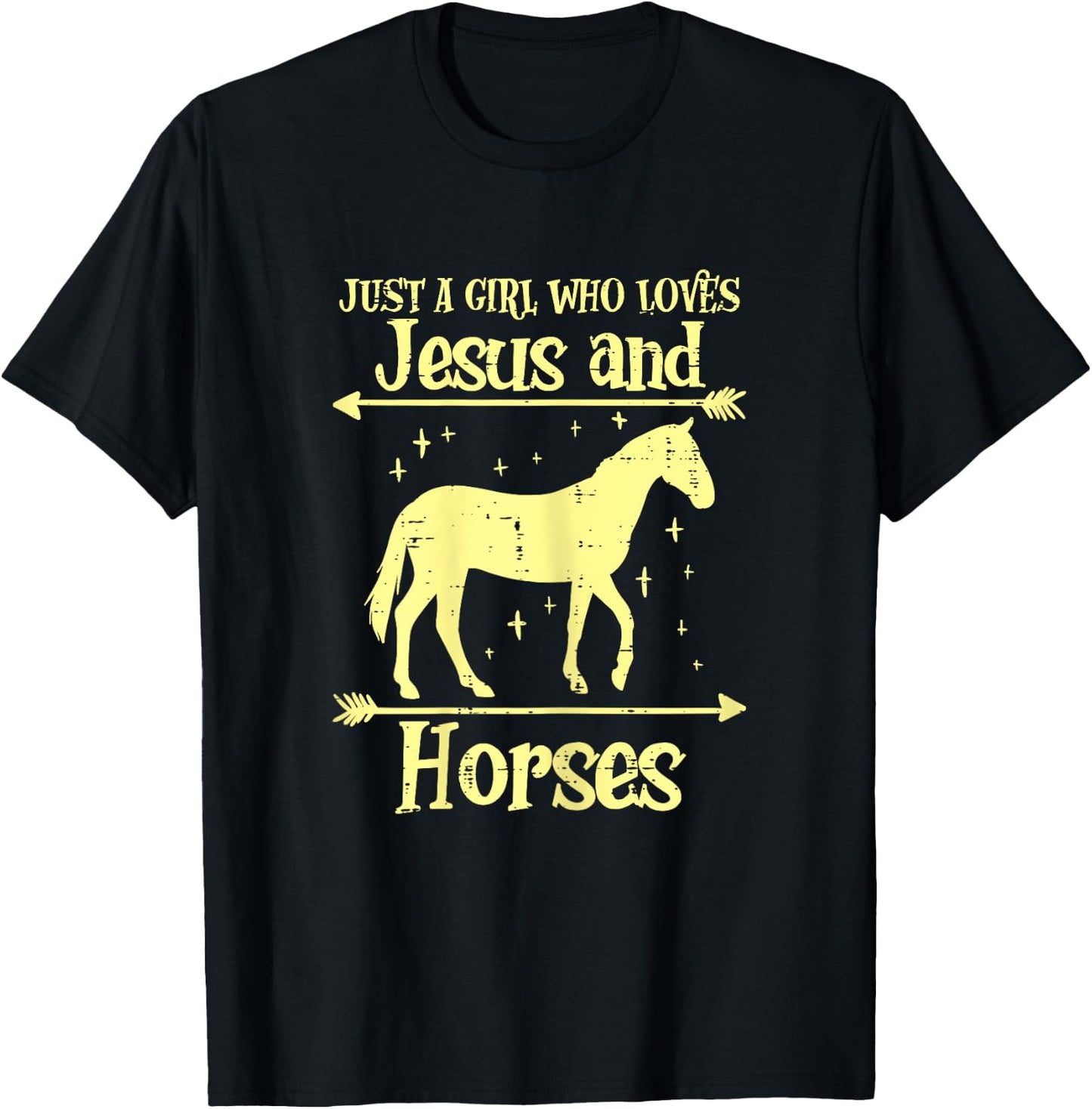 Just A Girl Who Loves Jesus And Horses Christian Girls Women T-Shirt - T-Shirt | Black