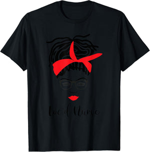 Loc'd Nurse With Glasses Locs RN LPN T-Shirt - T-Shirt | Black