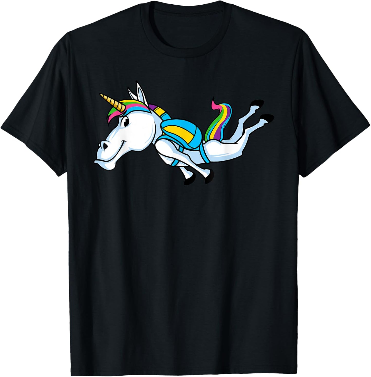Funny Unicorn Sports Skydiving Magical Parachuting Skydiver T-Shirt - T-Shirt | Black
