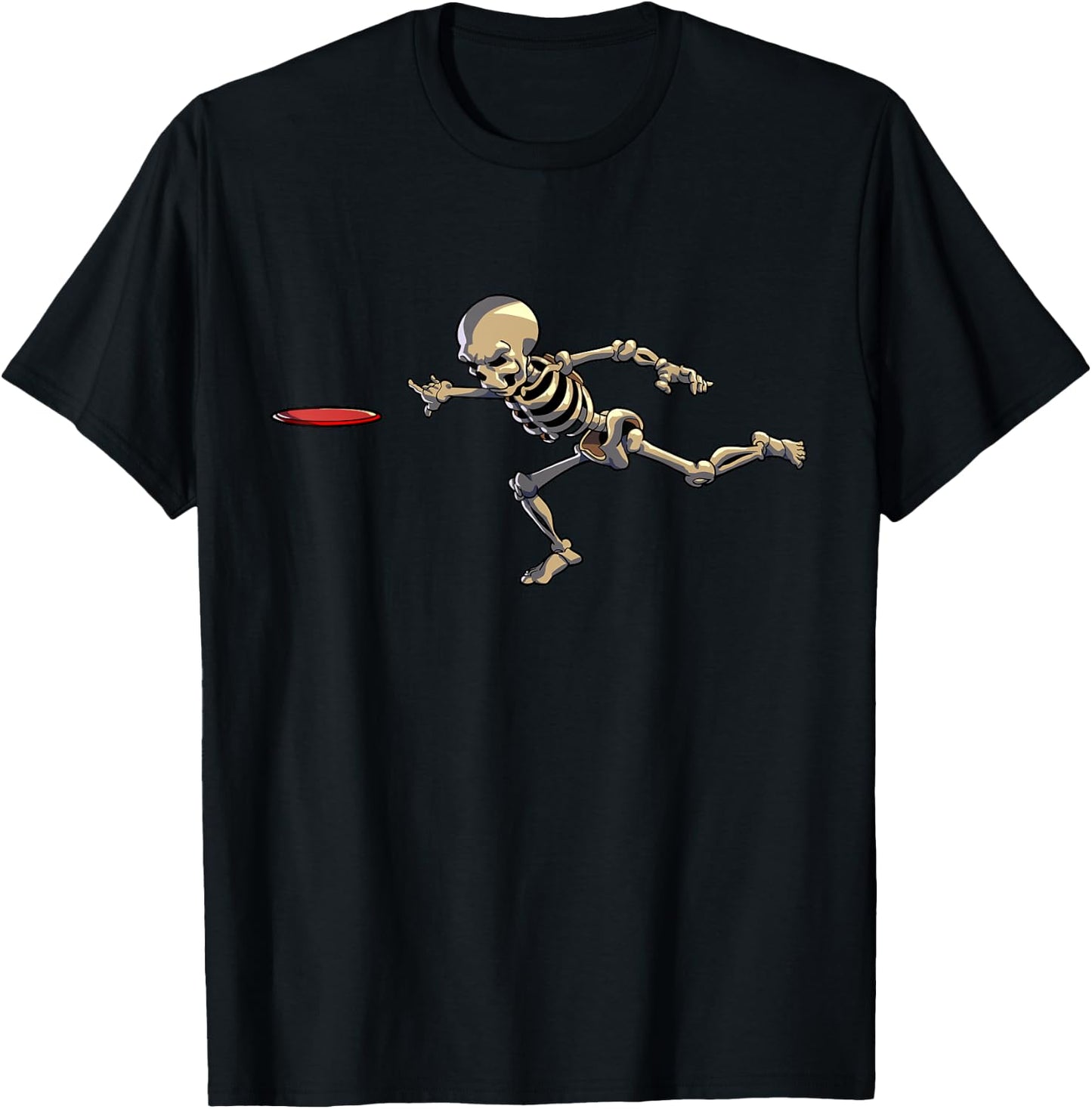 Disc Golfing Skeleton Halloween Men Disc Golf Halloween T-Shirt - T-Shirt | Black