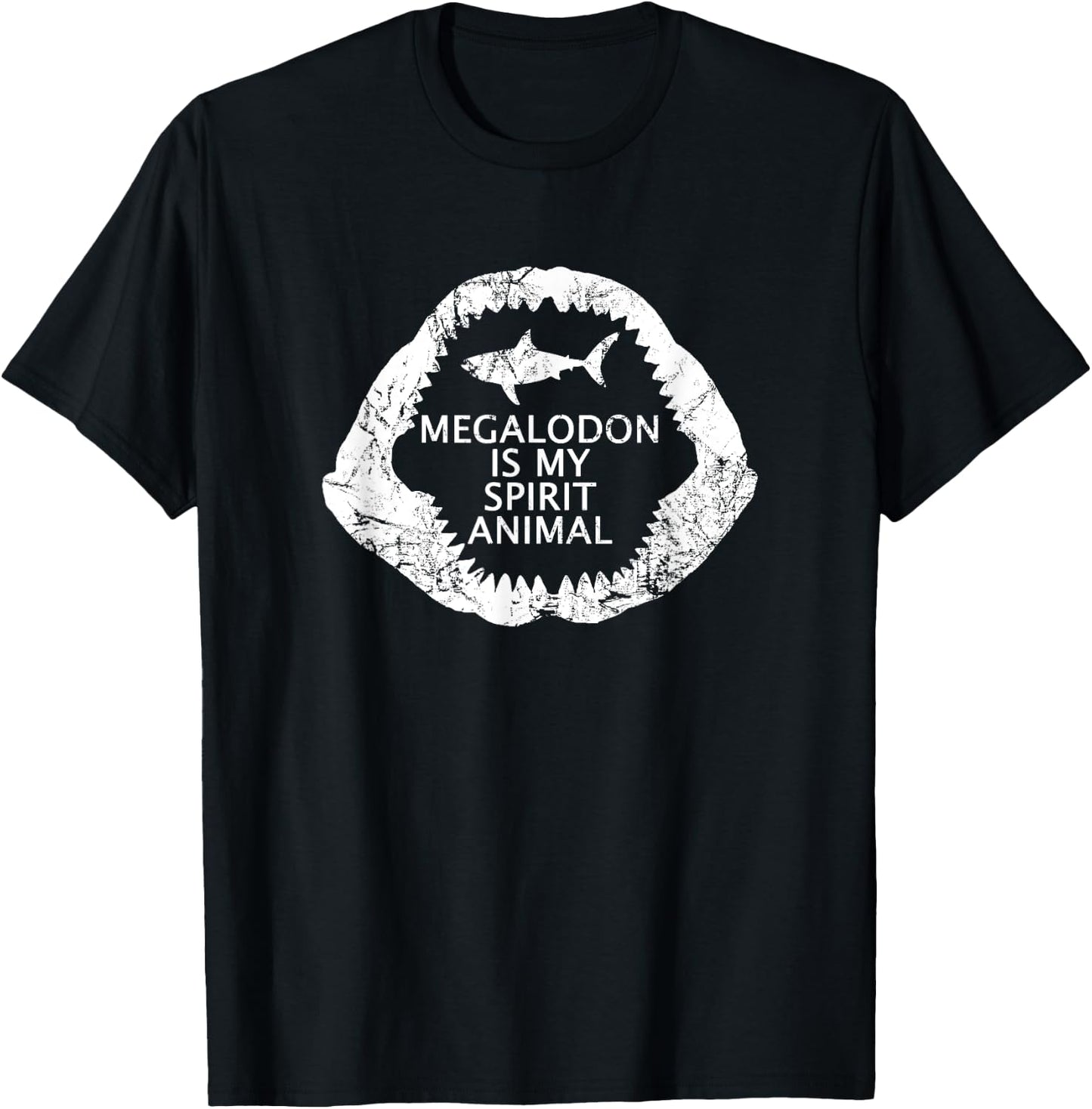 Megalodon Is My Spirit Animal Retro Vintage Gift T-Shirt - T-Shirt | Black