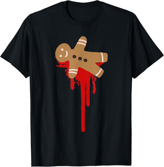 Scary Christmas Funny Gingerbread Man Horror Christmas T-Shirt - T-Shirt | Black