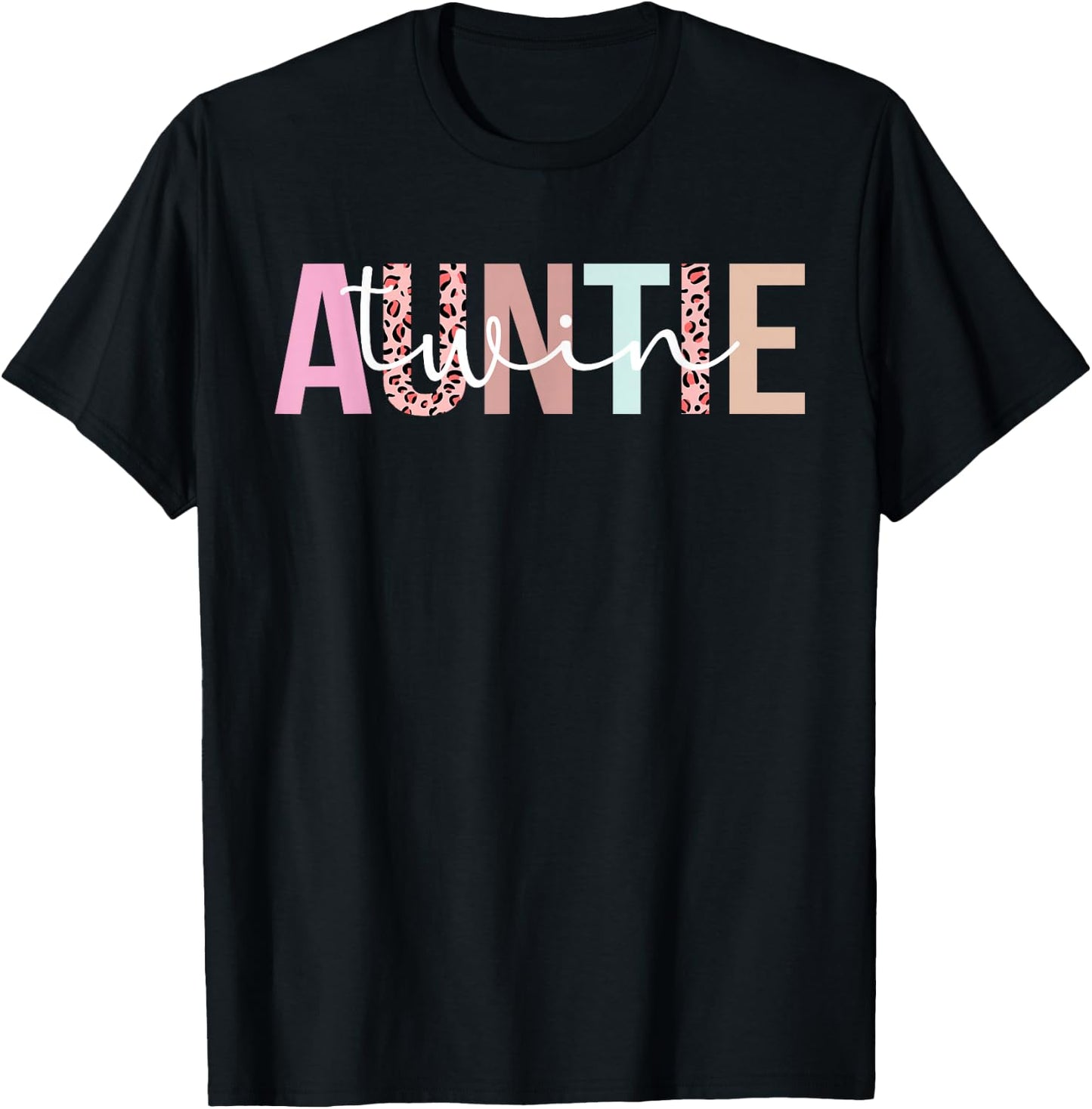 Cute Auntie Of Twins For Mother's Day Twin Aunt Boho Black T-Shirt - T-Shirt | Black
