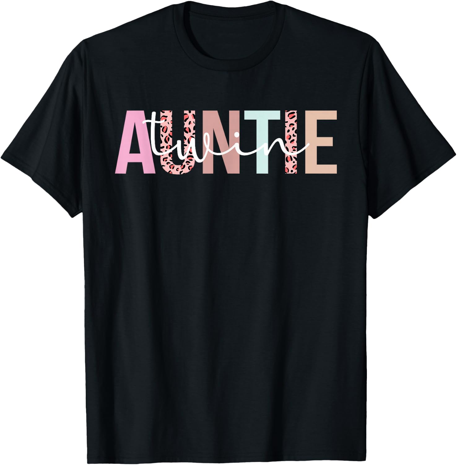 Cute Auntie Of Twins For Mother's Day Twin Aunt Boho Black T-Shirt - T-Shirt | Black