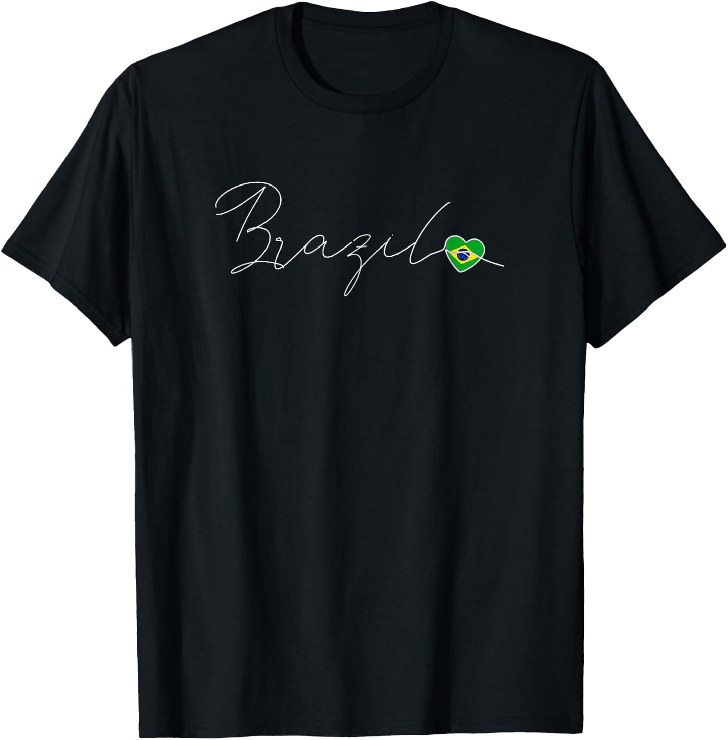 Brasil Simple Love Brazilian Flag Heart on Brazil T-Shirt - T-Shirt | Black