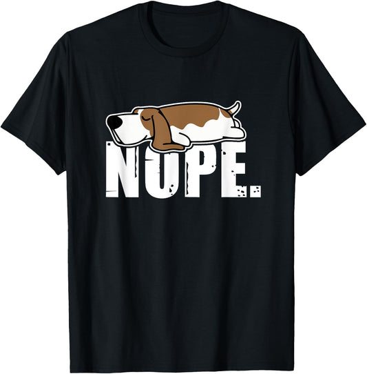 Nope Lazy Basset Hound Dog Sleeping Funny Dog Lovers Men Women Kids T-Shirt - T-Shirt | Black