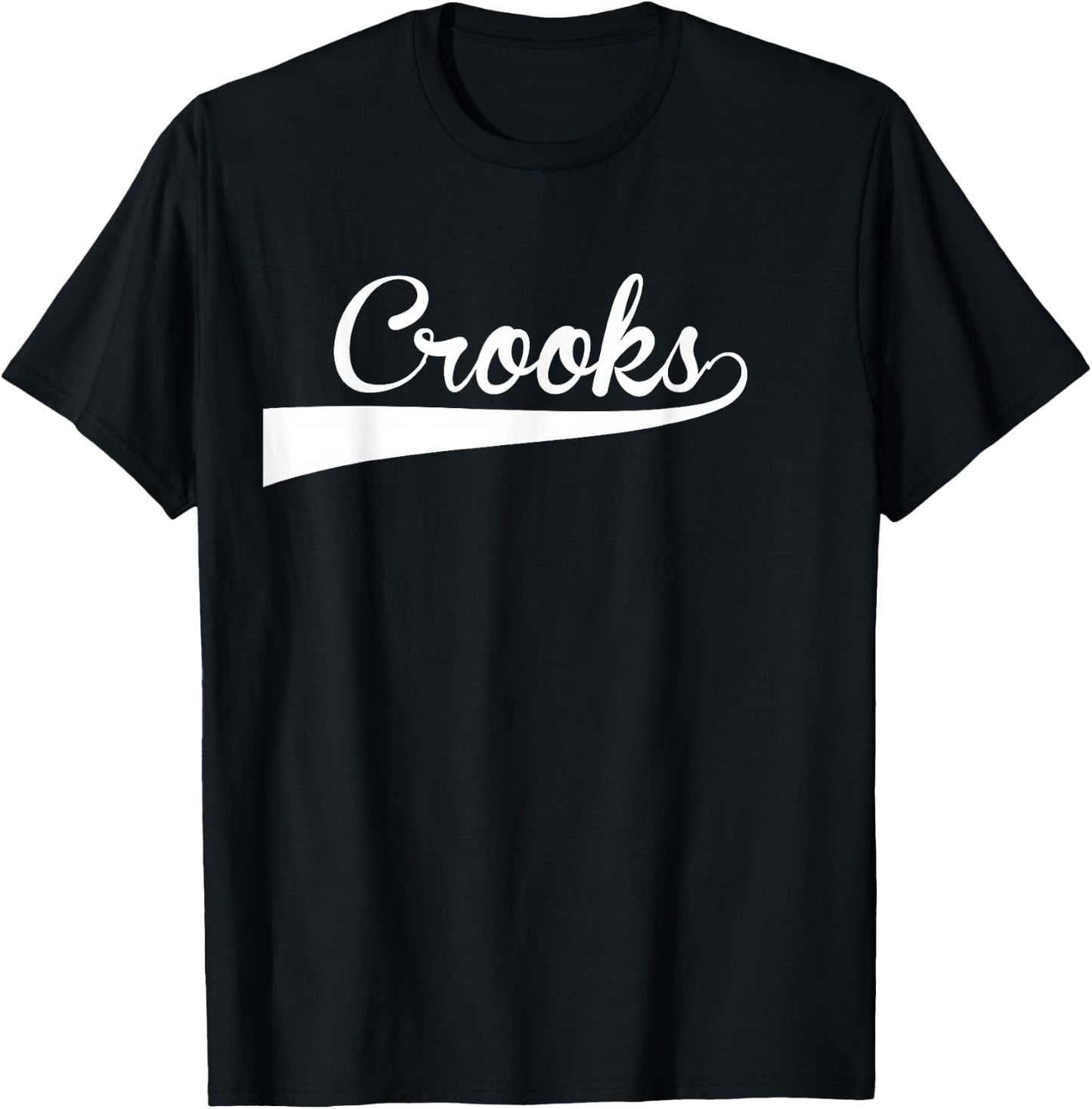 CROOKS Baseball Vintage Retro Font T-Shirt - T-Shirt | Black