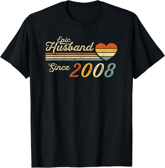 17th wedding anniversary - Epic Husband Since 2008 17 years T-Shirt - T-Shirt | Black