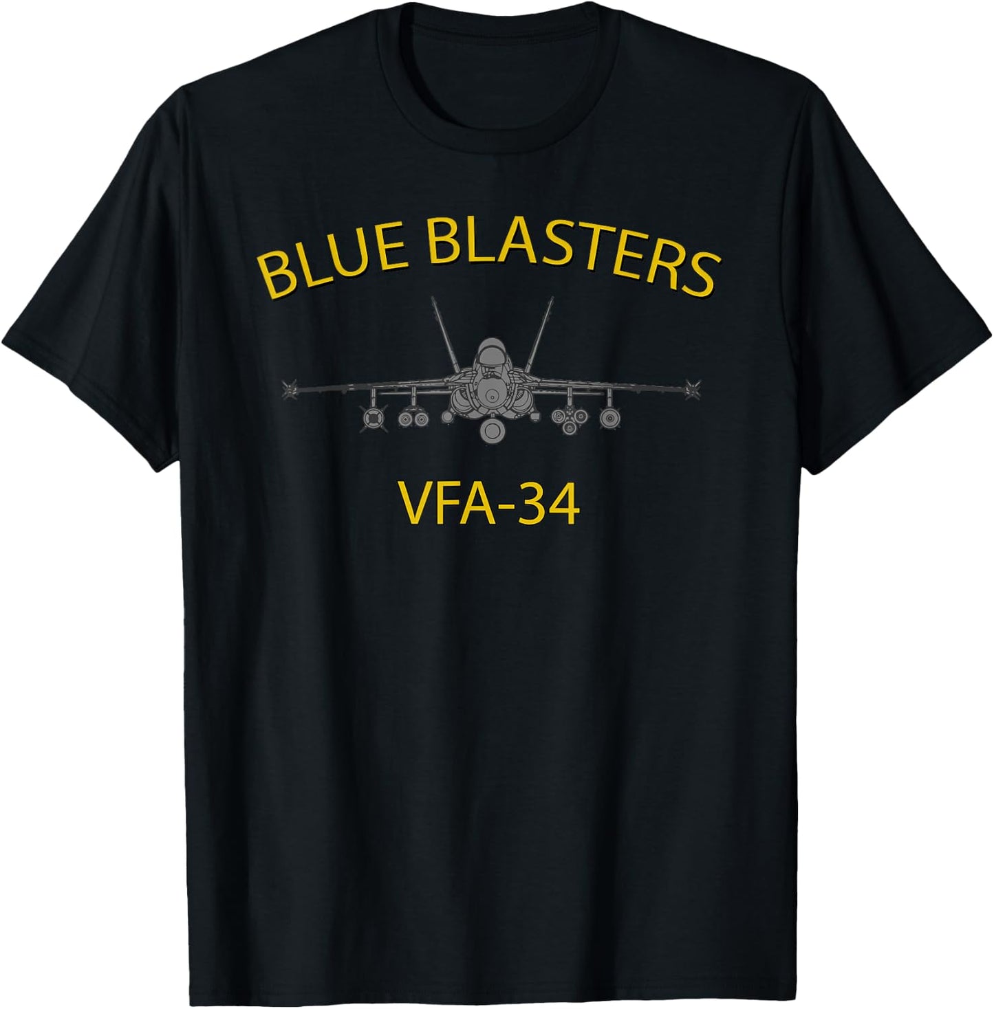 VFA-34 "Blue Blasters" Squadron F-18 Super Hornet T-Shirt - T-Shirt | Black
