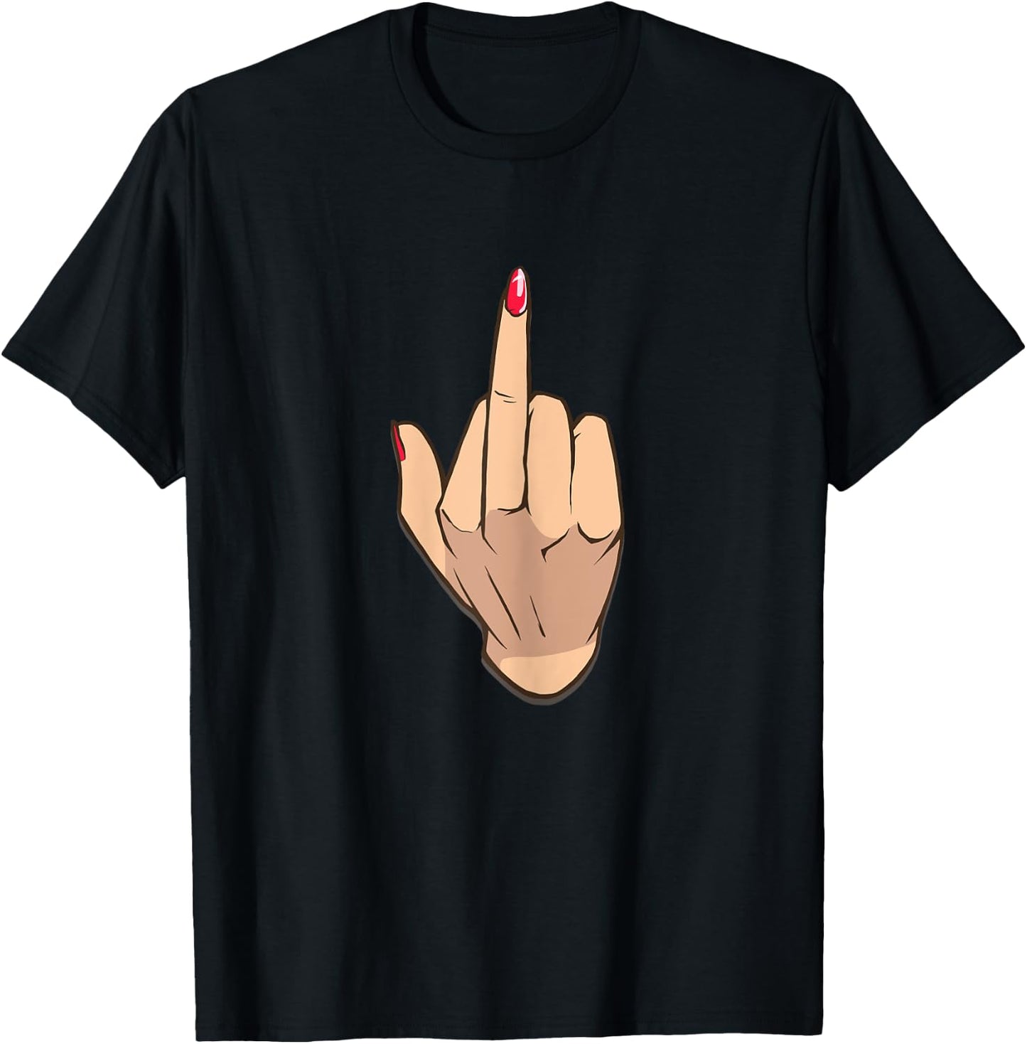 Woman Middle Finger Funny Middle Finger Fuck you T-Shirt - T-Shirt | Black