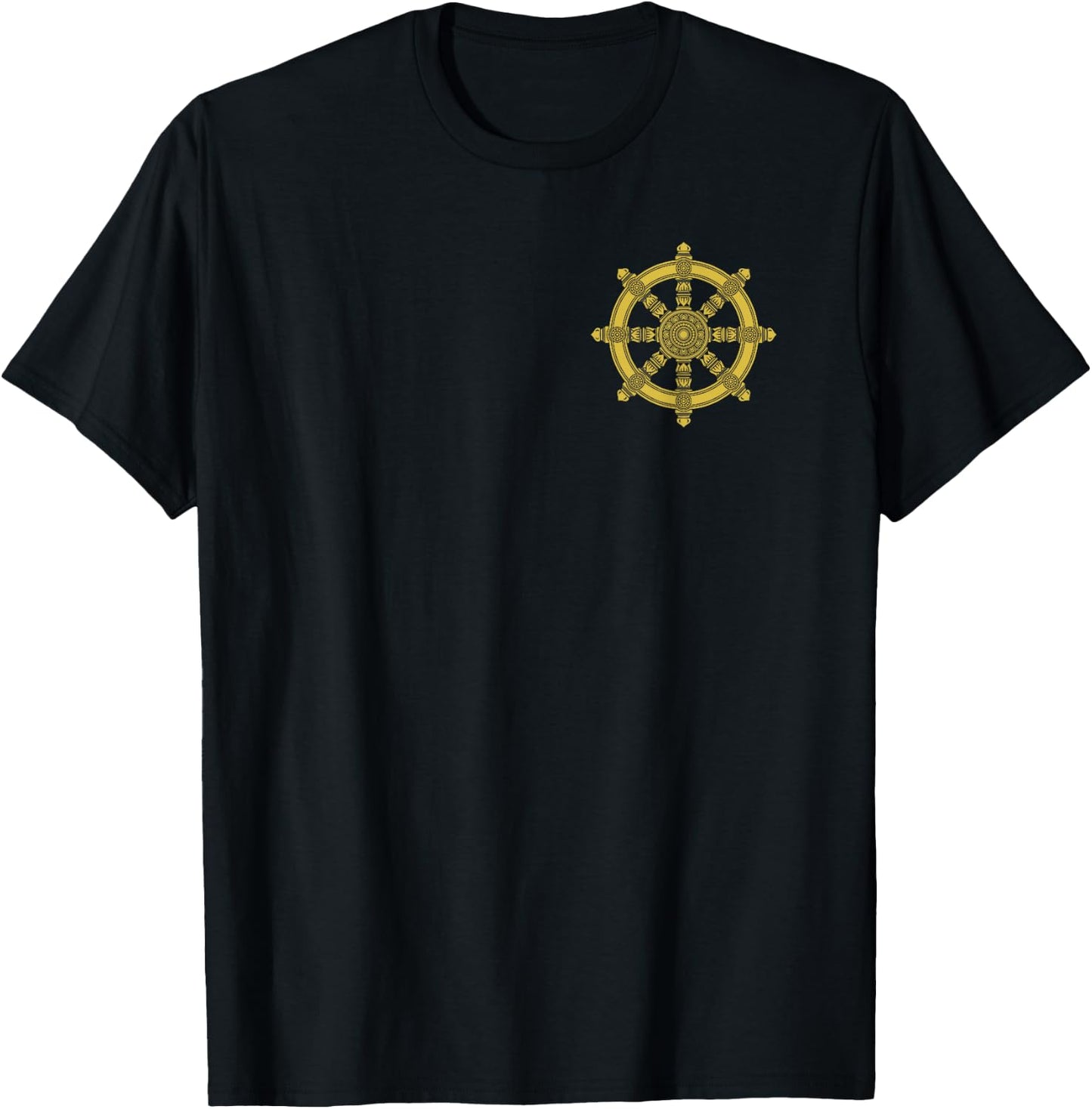 Dharma Wheel Buddha Dhamma Chakra Buddhism Side T-Shirt - T-Shirt | Black