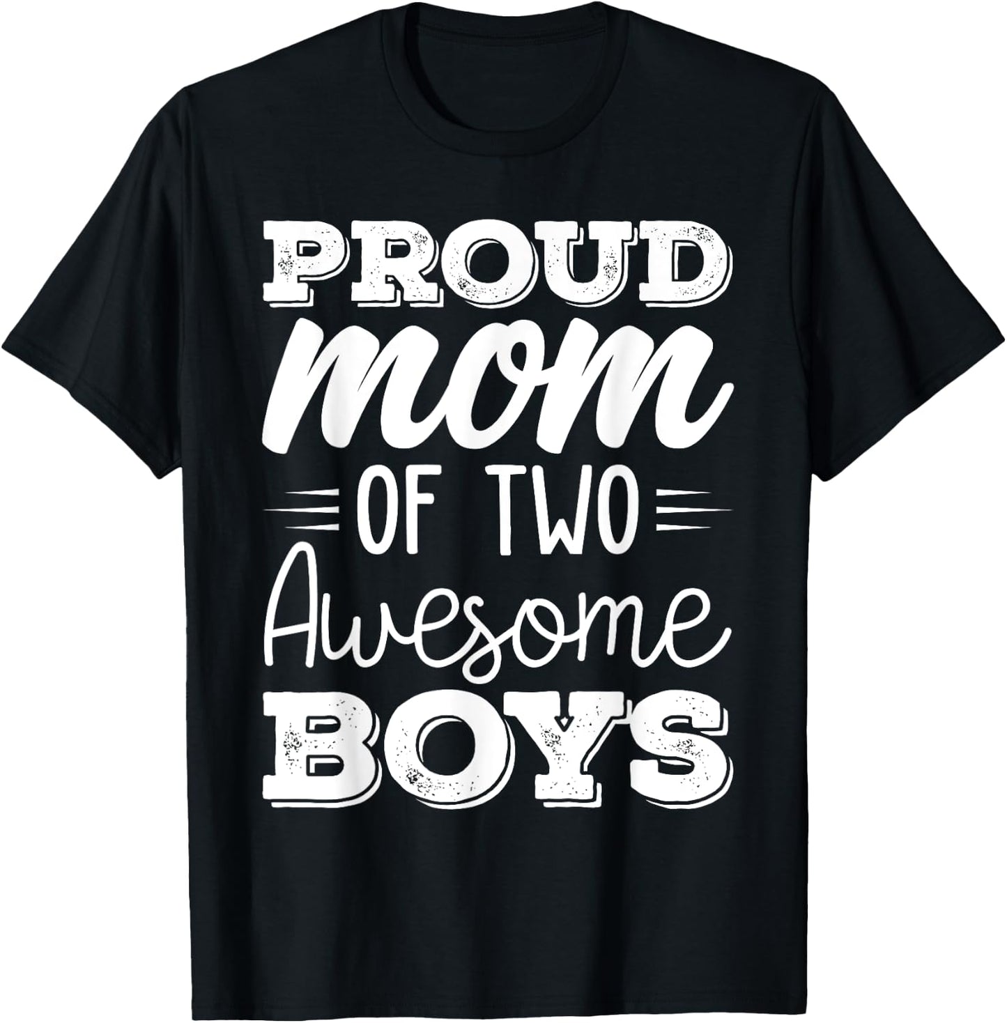 Women Two Mom of 2 Boys Mother's Day T-Shirt - T-Shirt | Black