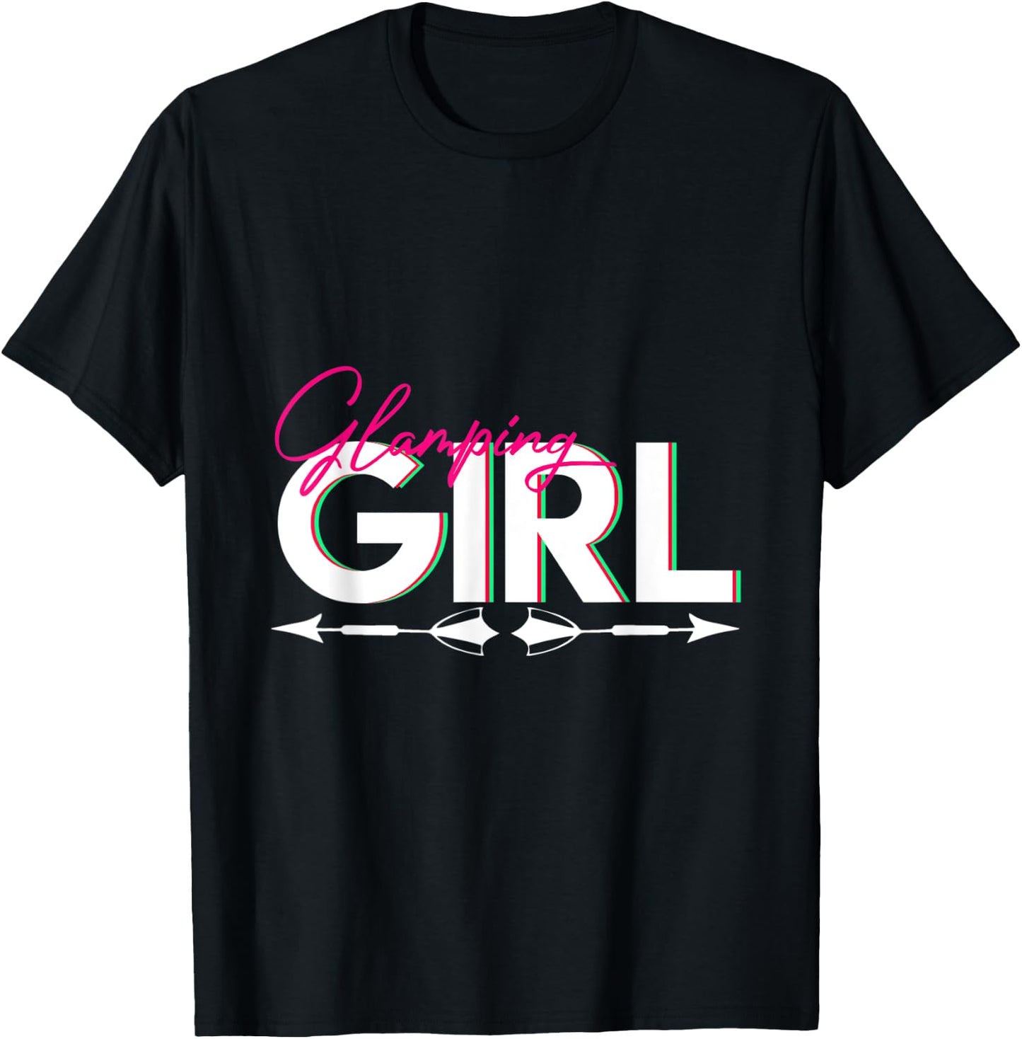 Camper Glamping Women Girls Kids Glamorous Camping T-Shirt - T-Shirt | Black