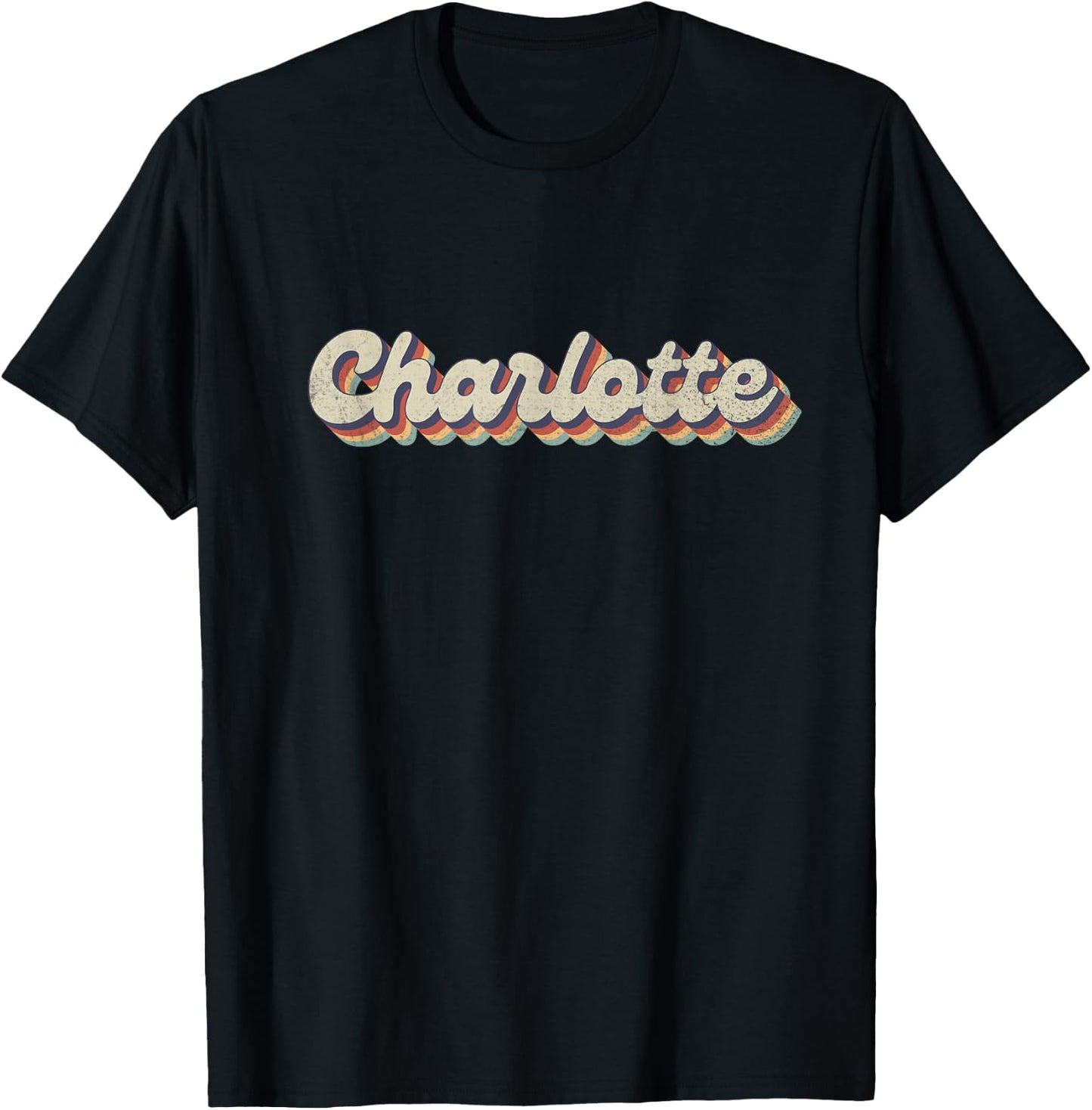 70's 80's USA City - Vintage Charlotte T-Shirt - T-Shirt | Black