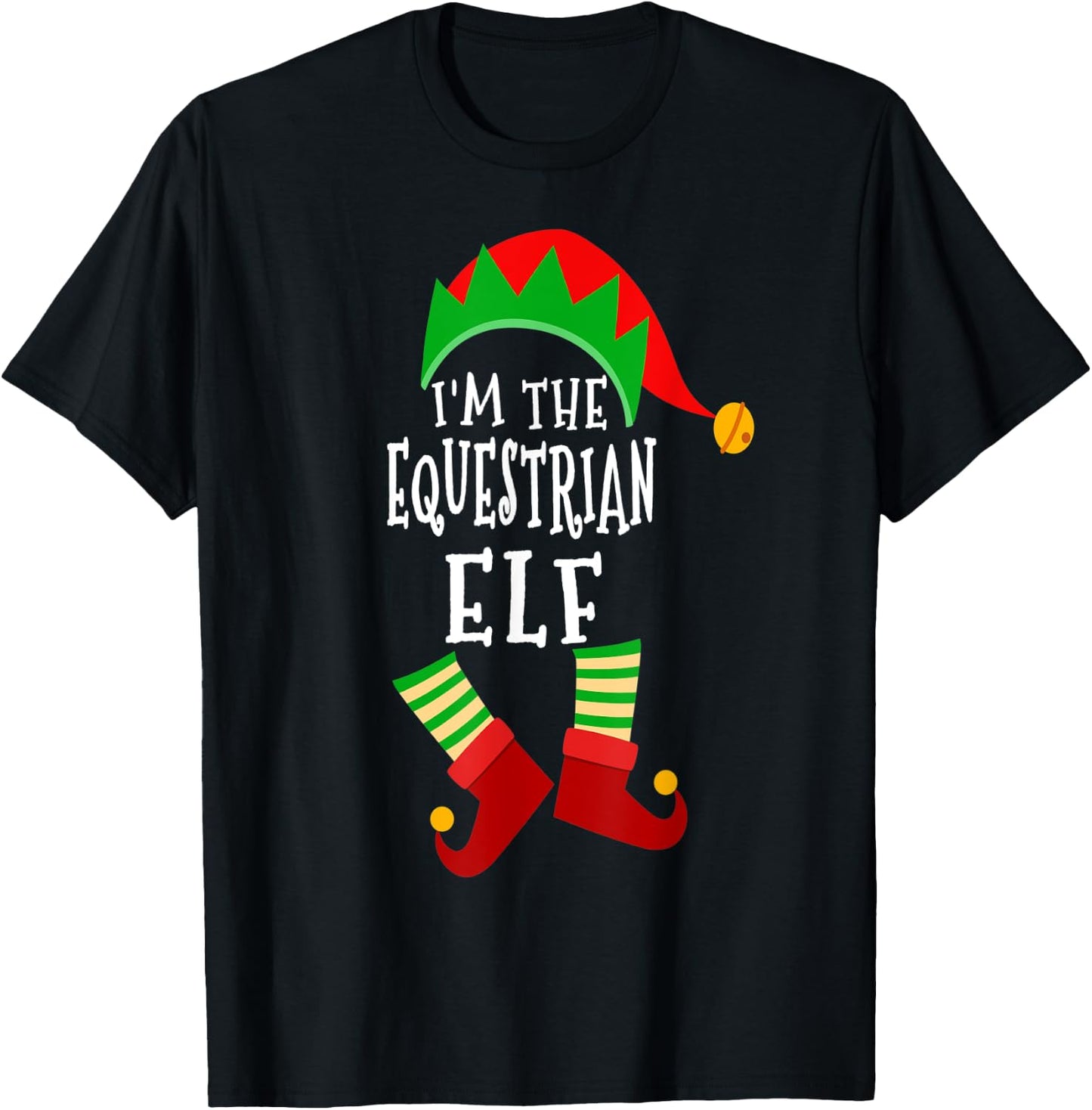 Equestrian Elf Matching Family Group Christmas Elf Costume T-Shirt - T-Shirt | Black
