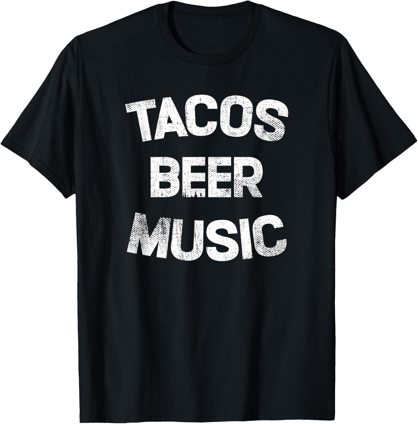 Tacos Beer Music Funny Mexican Food Lover Drinking T-Shirt - T-Shirt | Black