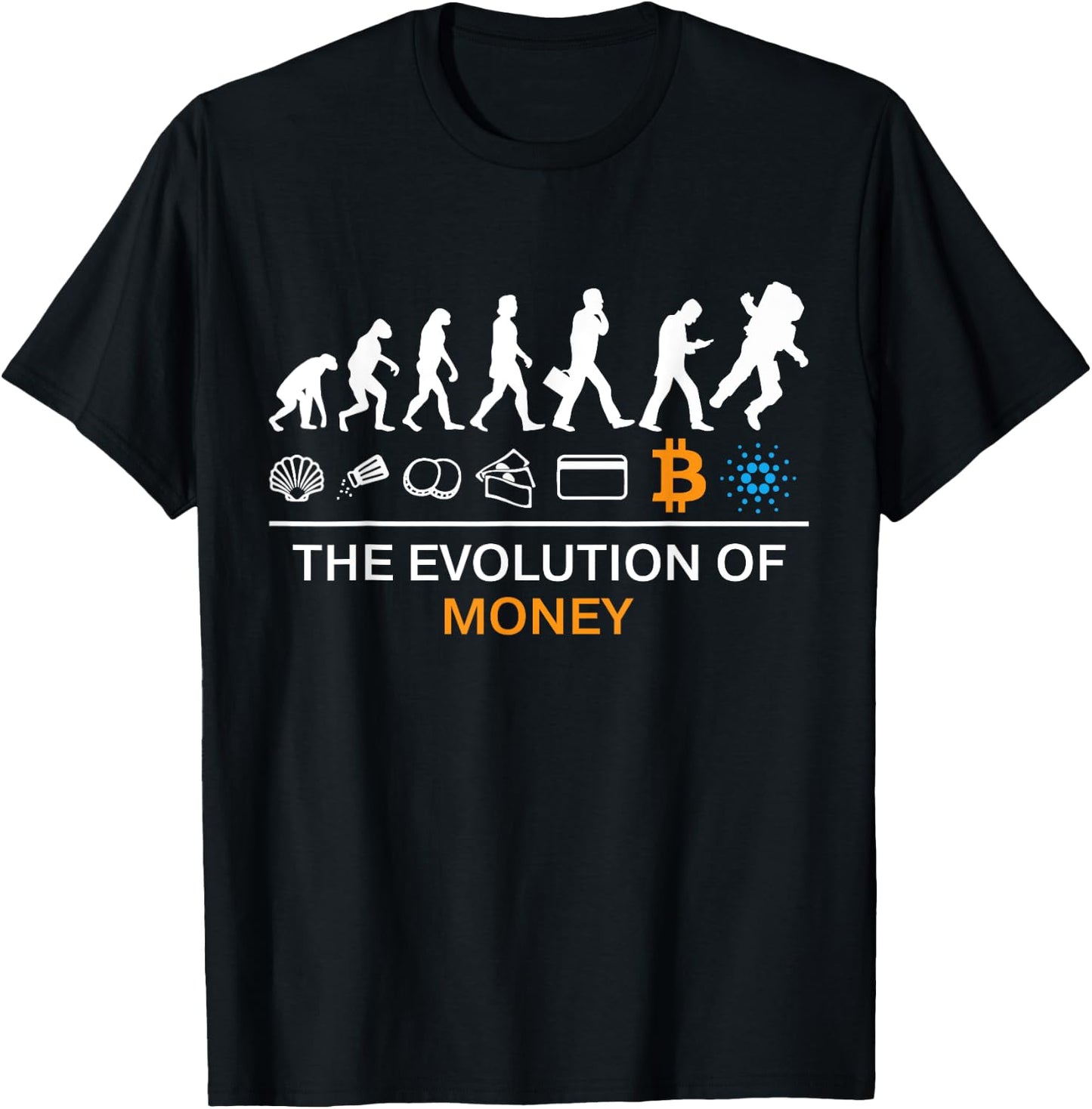 The Evolution Of Money Funny Bitcoin Cardano To The Moon T-Shirt - T-Shirt | Black