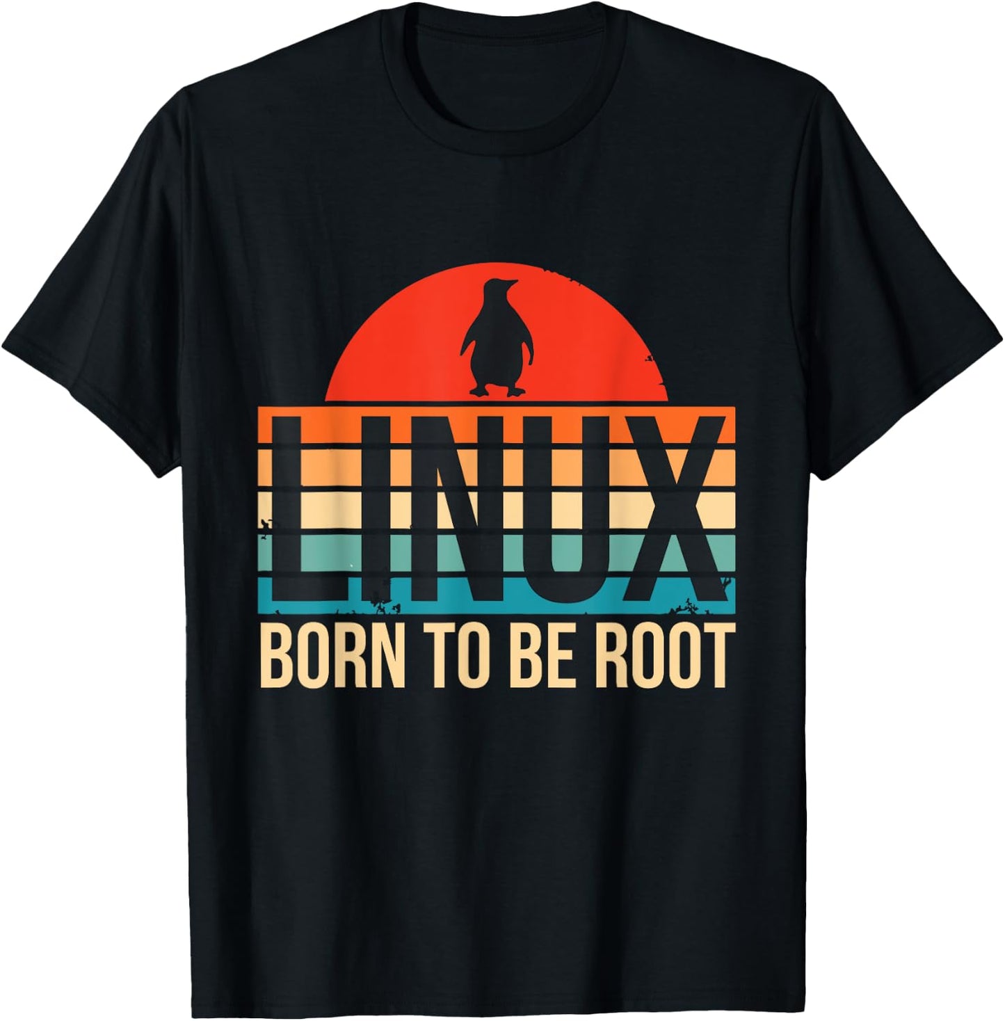 Linux Retro Born To Be Root Motto for Computer scientist T-Shirt - T-Shirt | Black