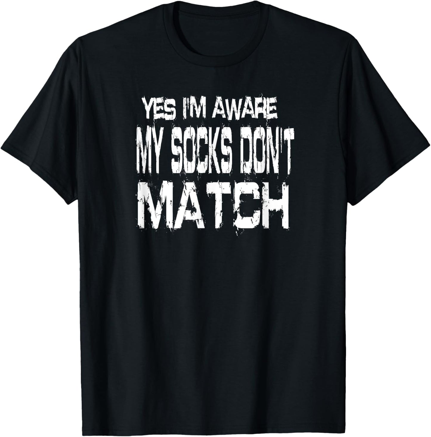 Mismatched Socks Fun Sock Humor T-Shirt - T-Shirt | Black