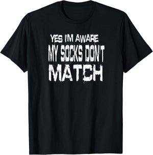 Mismatched Socks Fun Sock Humor T-Shirt - T-Shirt | Black