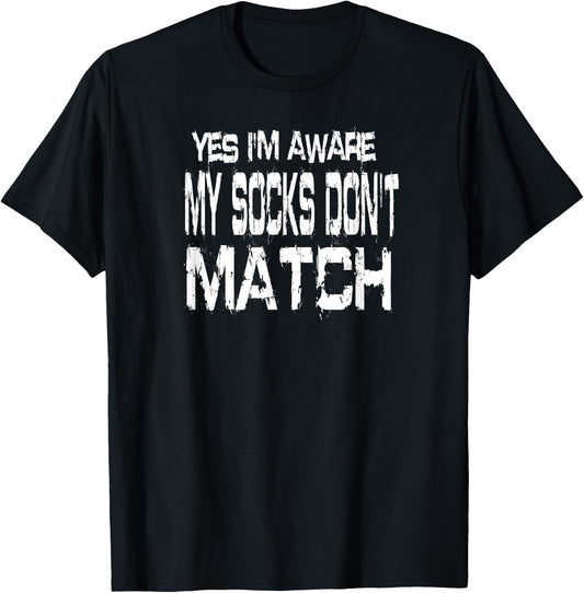 Mismatched Socks Fun Sock Humor T-Shirt - T-Shirt | Black